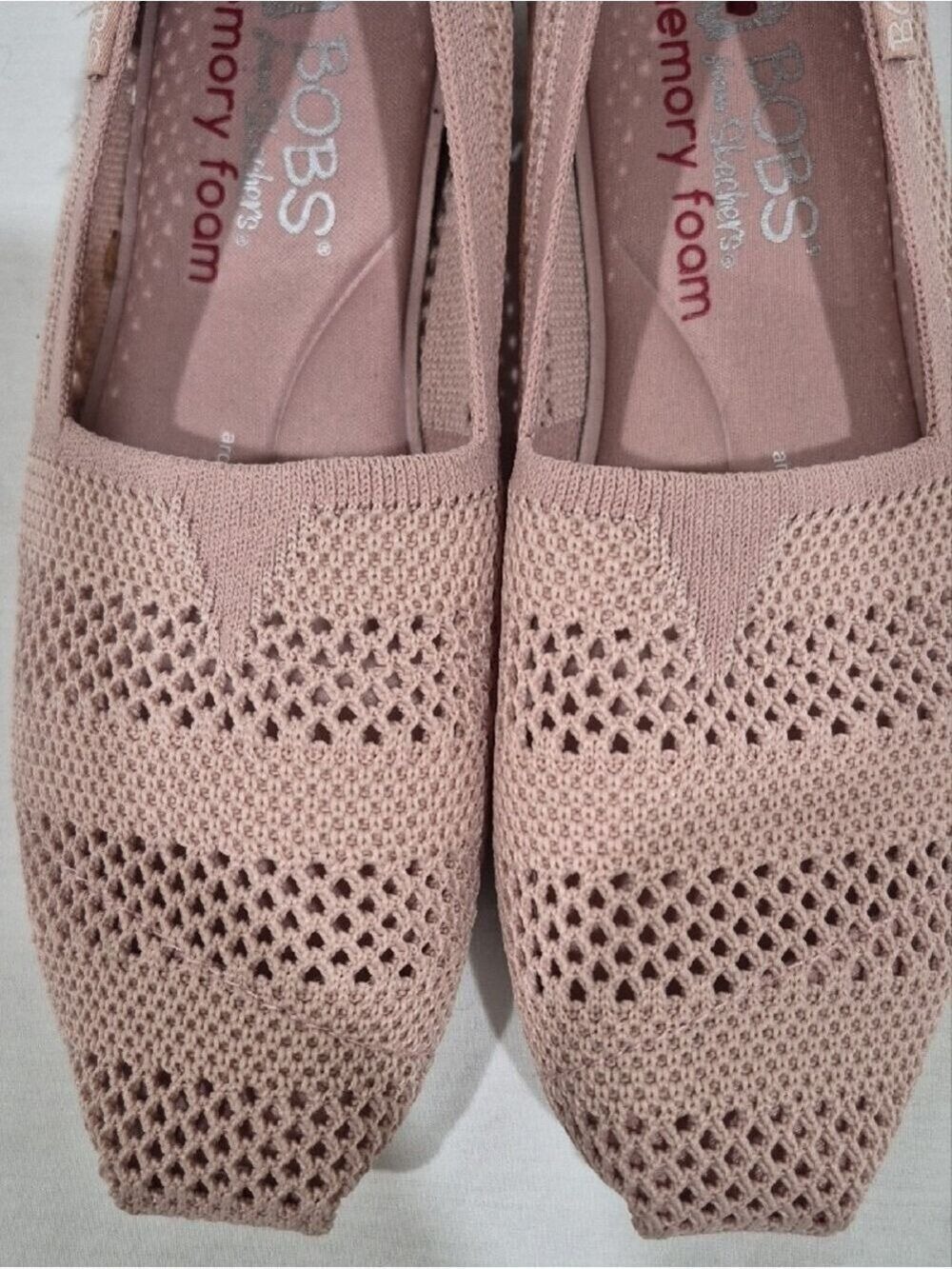 BOBS from Skechers Blush Pink Mesh Knit Slip-On Flats Loafers Women's Size W5 - Picture 4 of 11